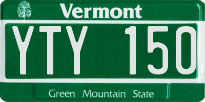 VT license plate YTY150