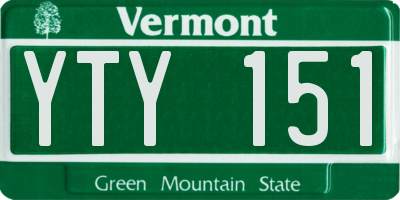 VT license plate YTY151