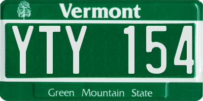 VT license plate YTY154