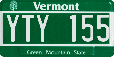 VT license plate YTY155