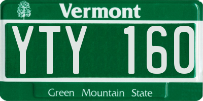 VT license plate YTY160