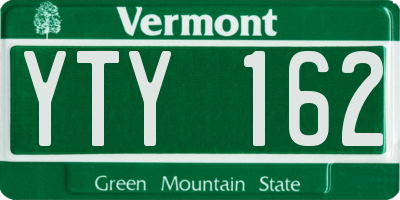 VT license plate YTY162