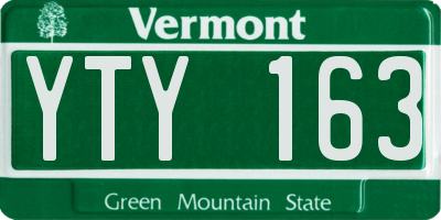 VT license plate YTY163