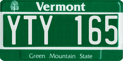 VT license plate YTY165