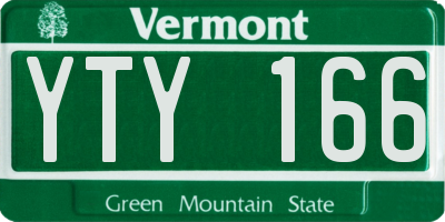 VT license plate YTY166