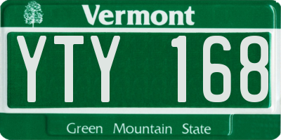 VT license plate YTY168