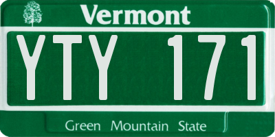 VT license plate YTY171