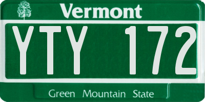 VT license plate YTY172