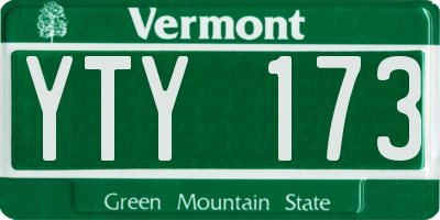 VT license plate YTY173