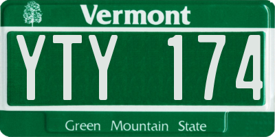 VT license plate YTY174