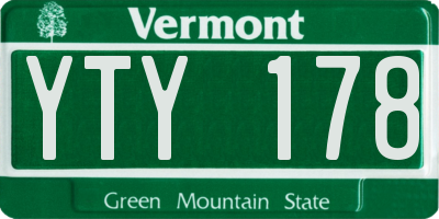 VT license plate YTY178