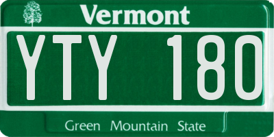VT license plate YTY180