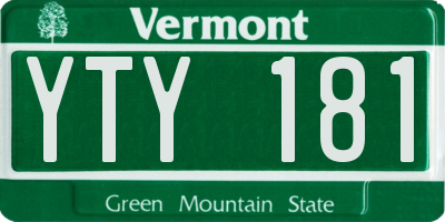 VT license plate YTY181