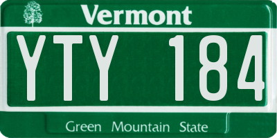 VT license plate YTY184
