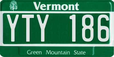 VT license plate YTY186