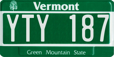 VT license plate YTY187