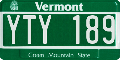 VT license plate YTY189