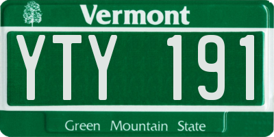 VT license plate YTY191