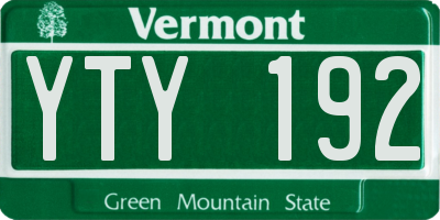 VT license plate YTY192