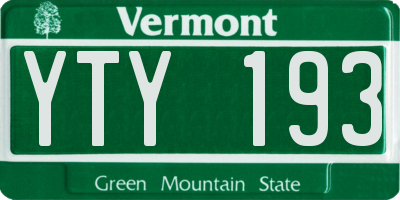 VT license plate YTY193