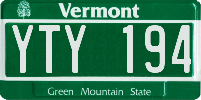 VT license plate YTY194