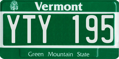 VT license plate YTY195