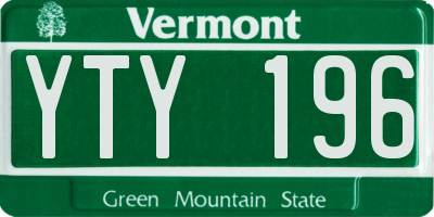 VT license plate YTY196