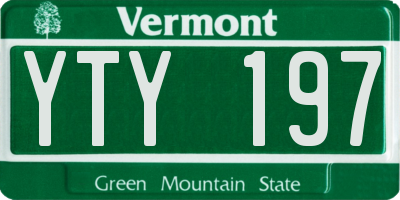 VT license plate YTY197