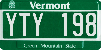 VT license plate YTY198