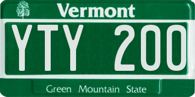 VT license plate YTY200