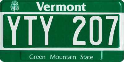 VT license plate YTY207