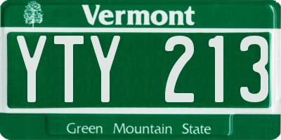 VT license plate YTY213