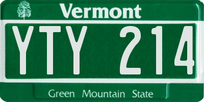 VT license plate YTY214