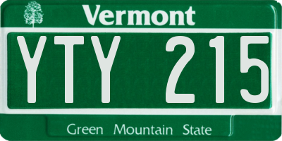 VT license plate YTY215