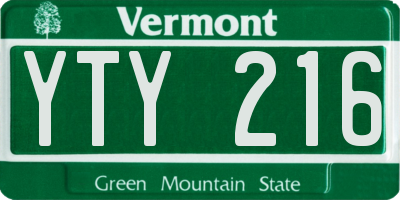 VT license plate YTY216