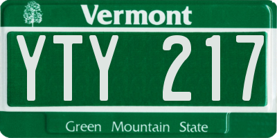 VT license plate YTY217