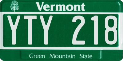 VT license plate YTY218