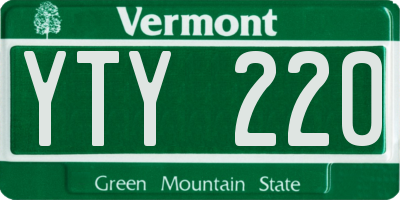 VT license plate YTY220