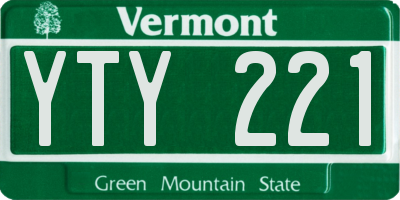 VT license plate YTY221
