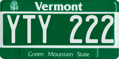 VT license plate YTY222