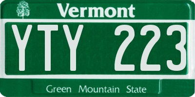 VT license plate YTY223