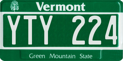 VT license plate YTY224
