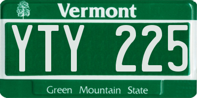 VT license plate YTY225