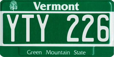 VT license plate YTY226