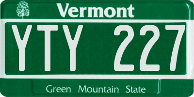 VT license plate YTY227