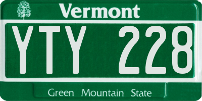 VT license plate YTY228