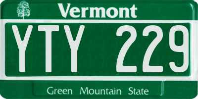 VT license plate YTY229