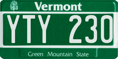 VT license plate YTY230