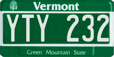 VT license plate YTY232