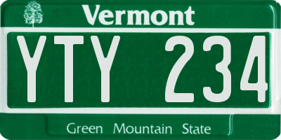 VT license plate YTY234